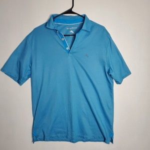 Tommy Bahama Mens Short Sleeve Polo Shirt Stretchy Size Medium Blue